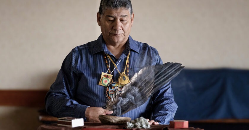 Elder FRank Beaulieu conducting smudging ceremony at CCMEC 2025